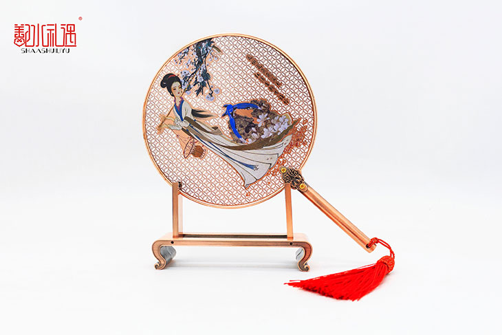 纯铜金扇 金属纪念品 纪念品定制