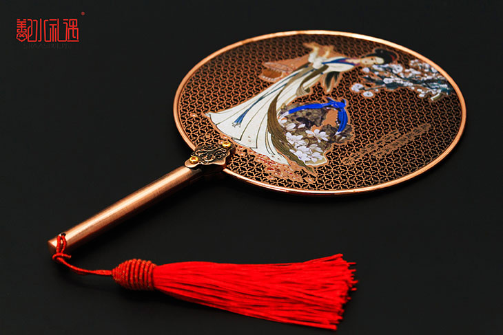 纯铜金扇 金属纪念品 纪念品定制