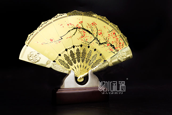 金扇摆件定制 商务纪念品定制